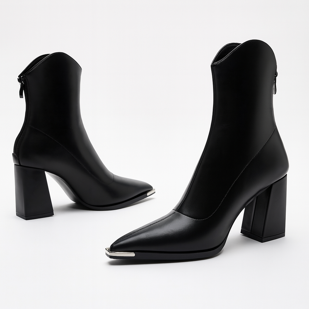 Ava - Women's-Spring-Ankle Boots with spitzer Kappe and Heel