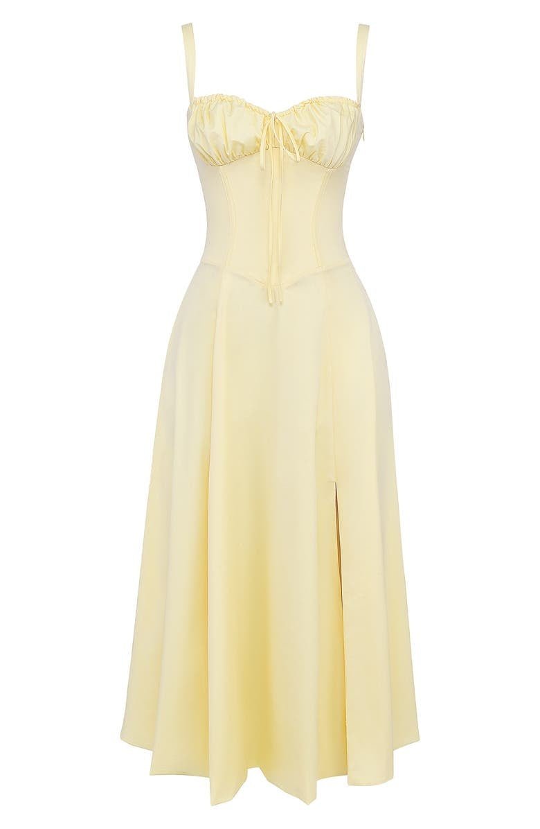 Sheila - Women's Corset-Midi Dress with flowing Skirt
