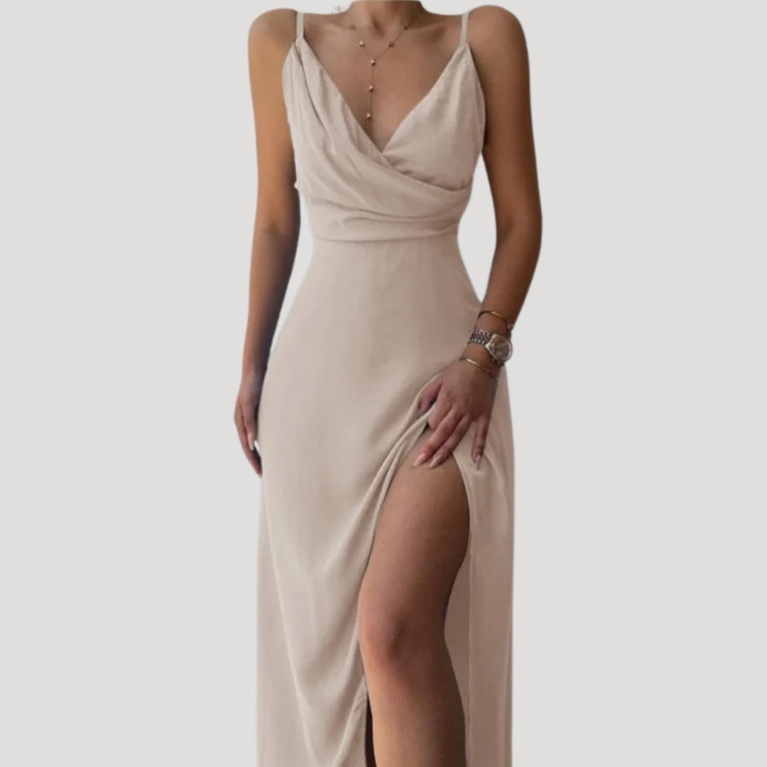 Deborah - Women's Maxi Dress with Slit for Wedding Guests