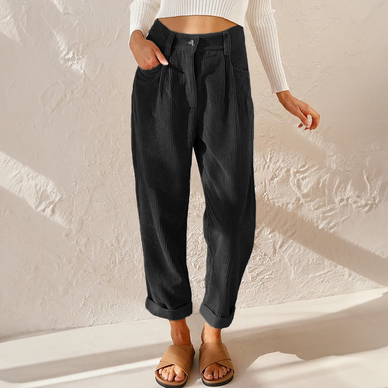 Nicola - Women's Summer Trousers with High Waist and Weitem Bein