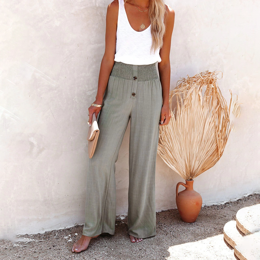 Joanna - Women's Comfortable High-Waist Trousers with weitem Bein