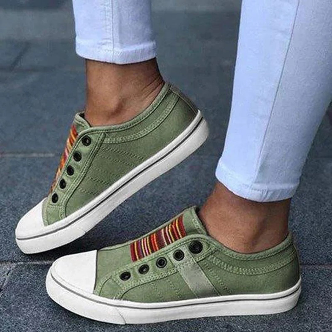 Diane - Women's Trendige Gestreifte Canvas-Sneaker