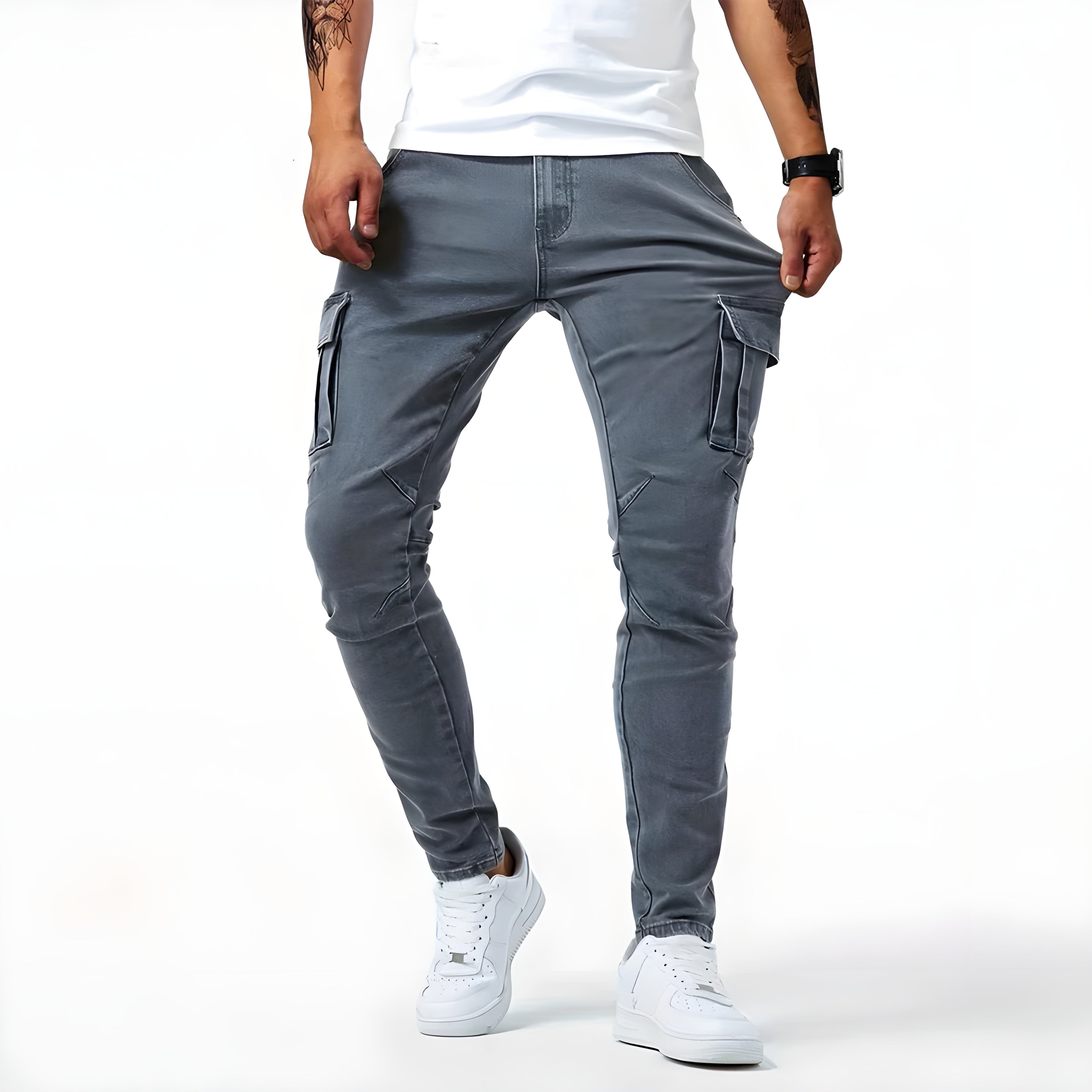 Gareth - Men's Trendige Cargo Trousers with mehreren Pockets and schmaler Fit