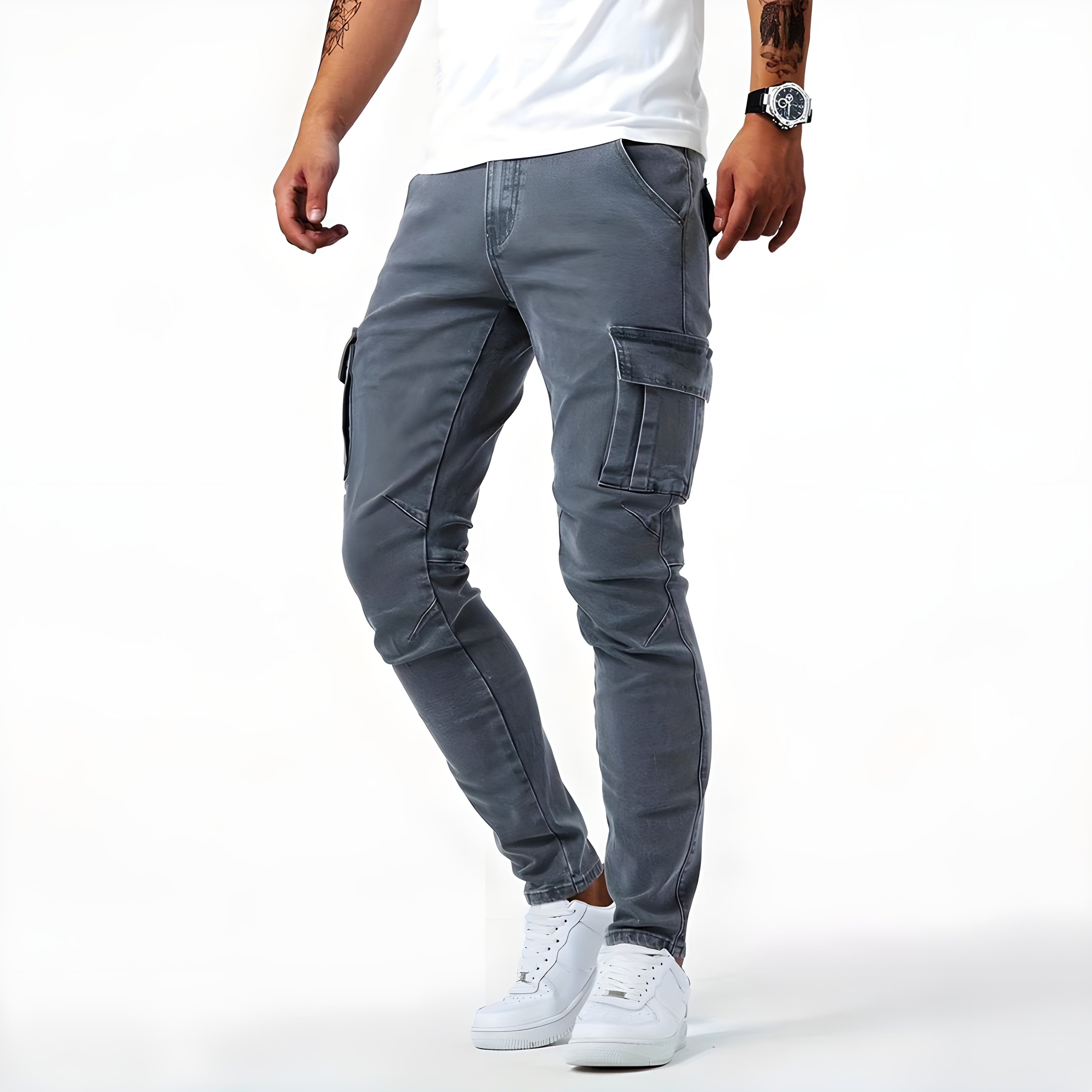 Gareth - Men's Trendige Cargo Trousers with mehreren Pockets and schmaler Fit