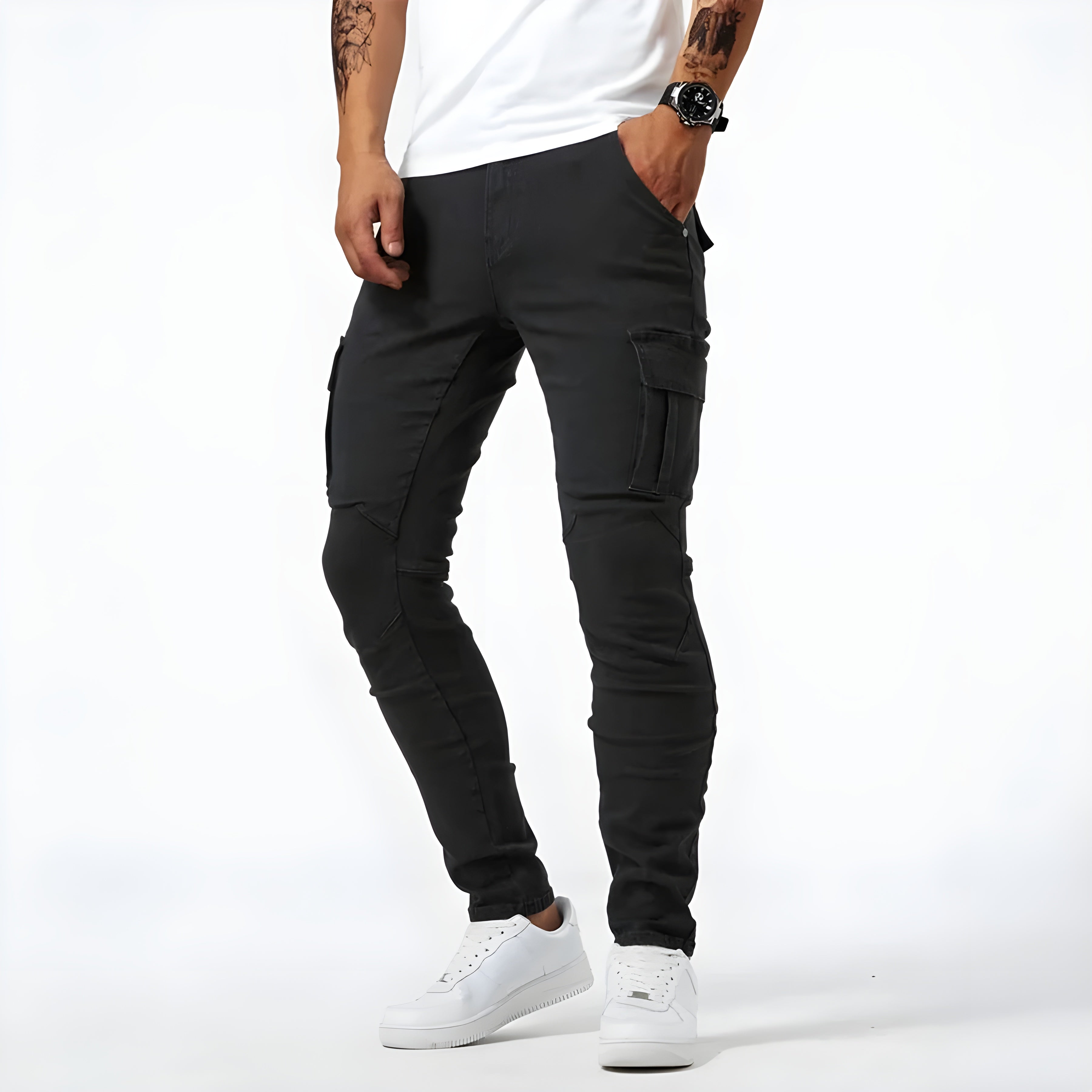 Gareth - Men's Trendige Cargo Trousers with mehreren Pockets and schmaler Fit