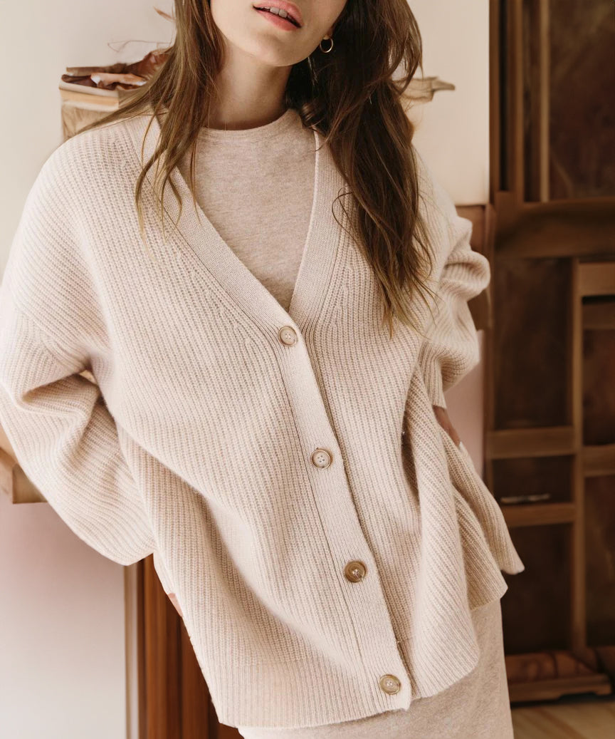 Natalie - Women's Oversized Cardigan with Buttons