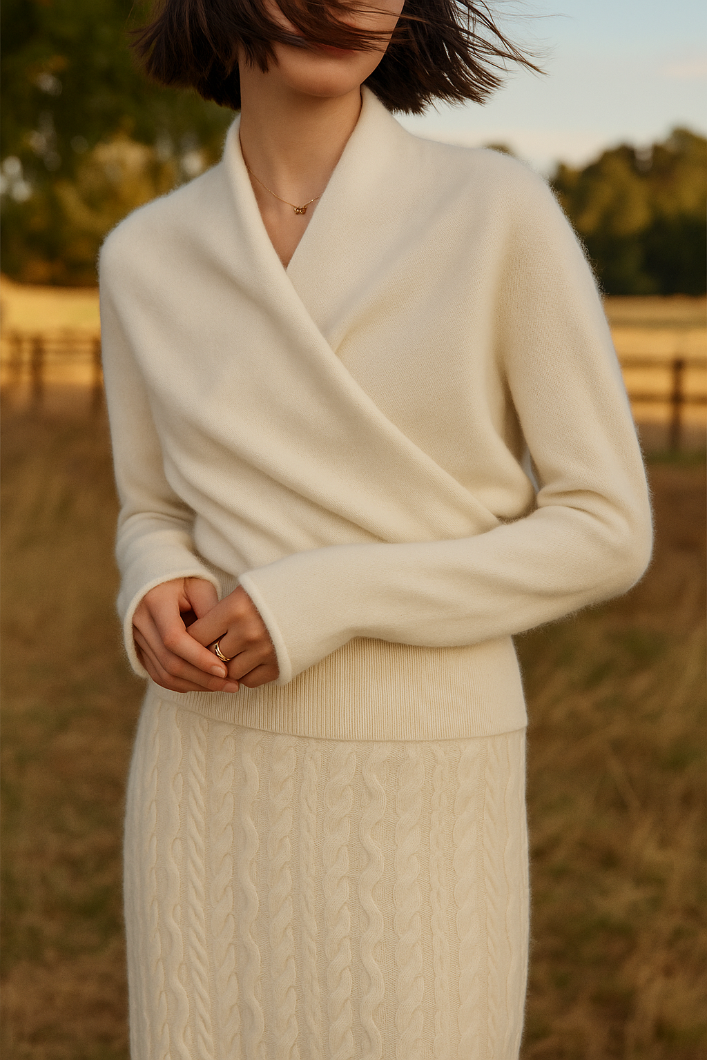Sandra - Women's Elegant Wrap Sweater with Crossover Design
