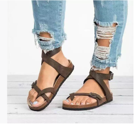 Yvonne - Women's Spring-Flache Sandals with Strap