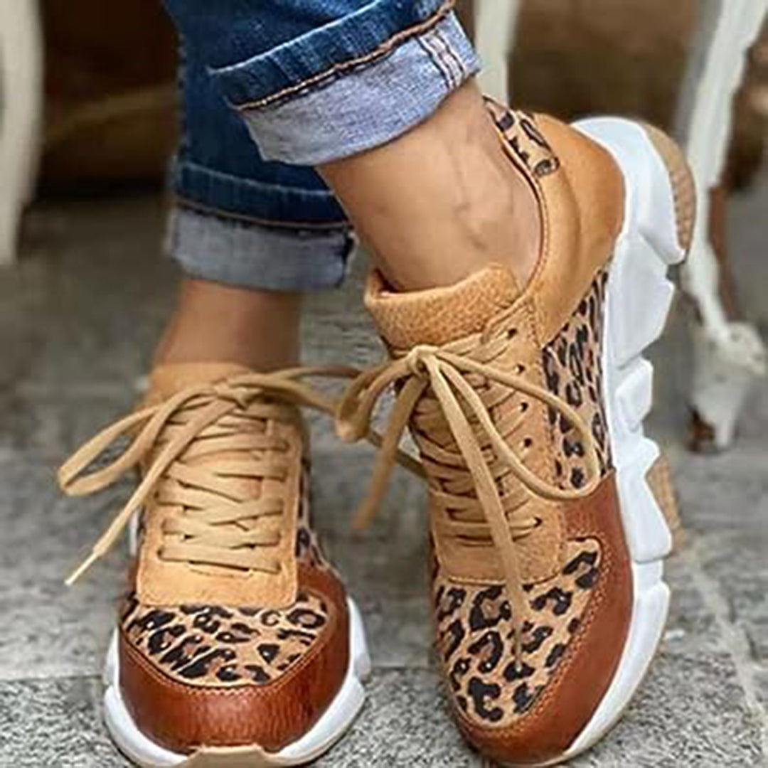 Eleanor - Stylish Women's-Spring-Sneaker with Leopard Print and Lacing