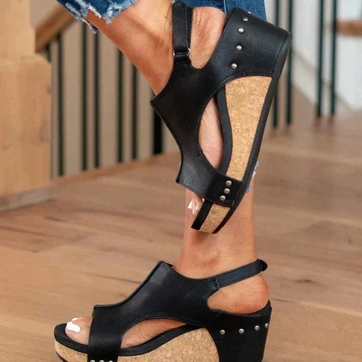 Ava - Women's Wedge Sandals zum Slip-On with offenem Zehenbereich