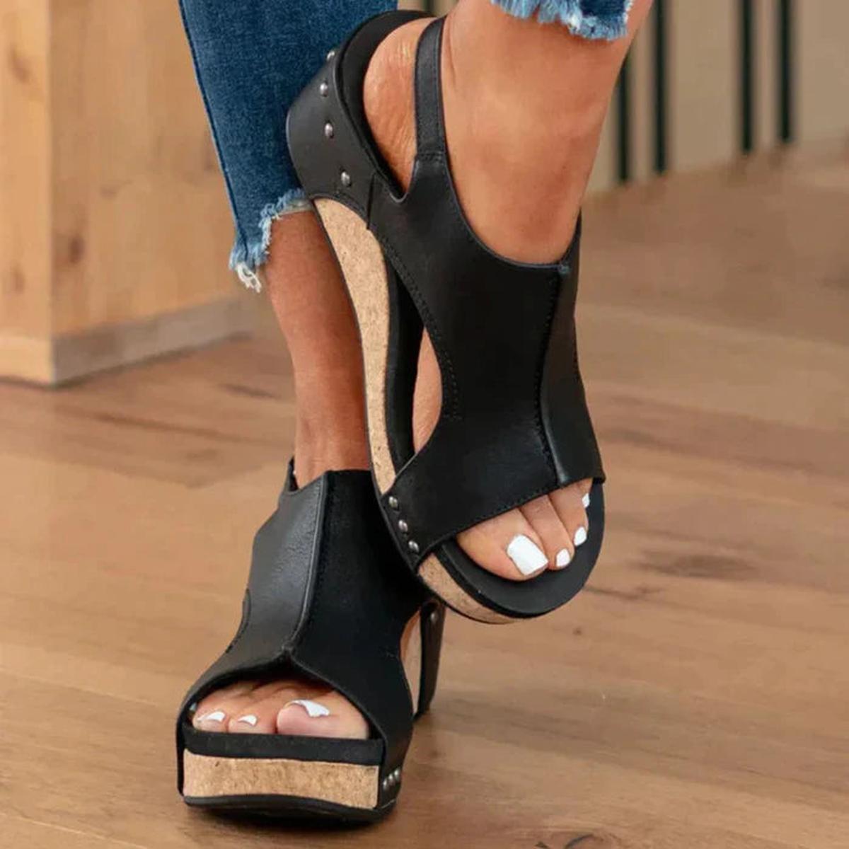 Ava - Women's Wedge Sandals zum Slip-On with offenem Zehenbereich