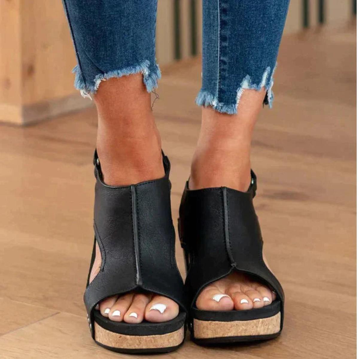 Ava - Women's Wedge Sandals zum Slip-On with offenem Zehenbereich
