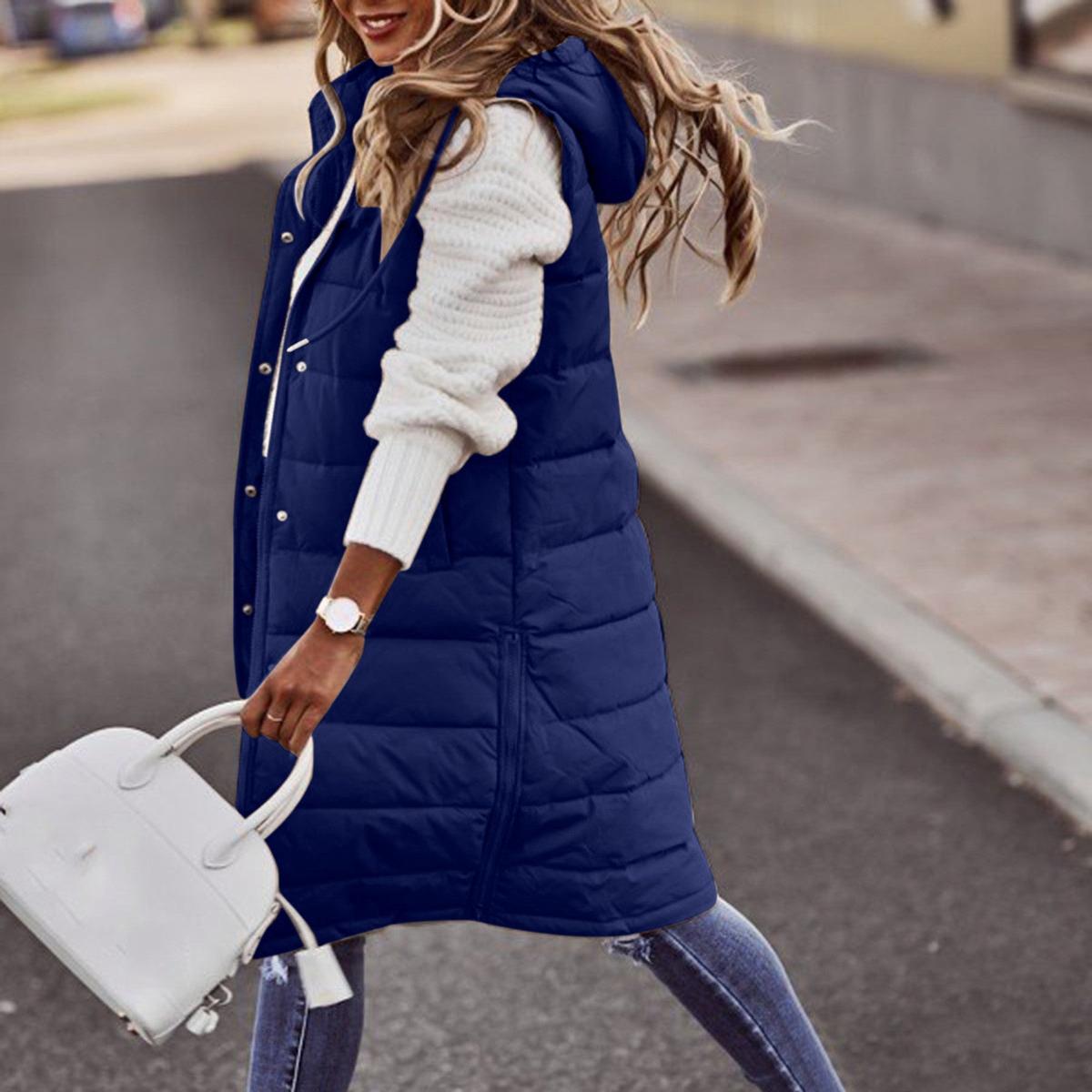 Florence - Women's Long Steppweste with Hood