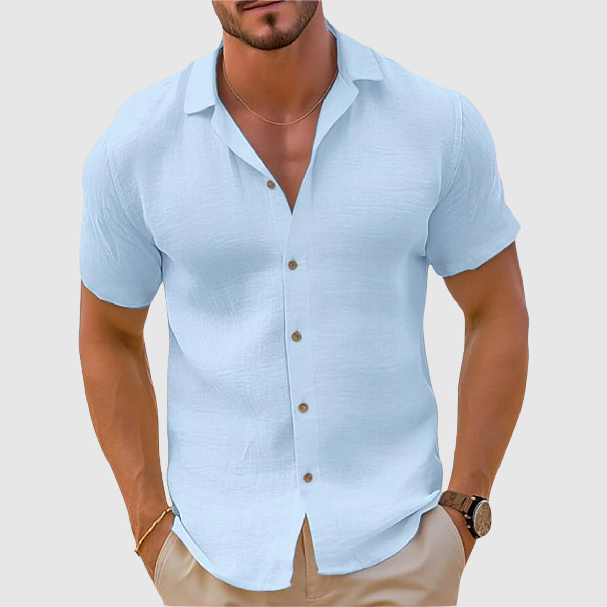 Nicola - Men's Spring Short Sleeve Shirt with Buttons