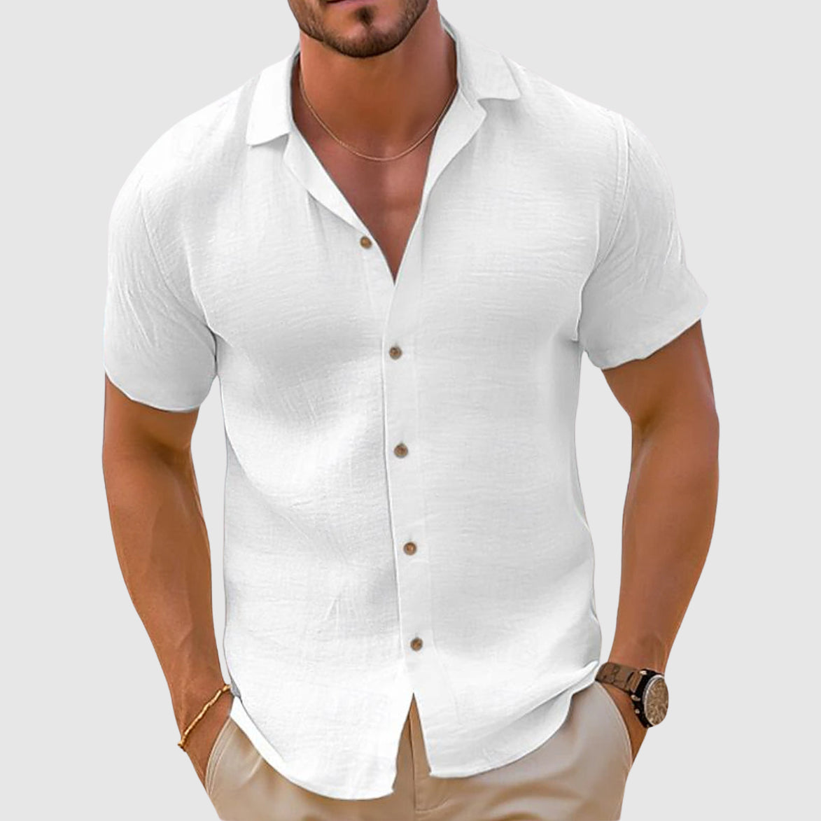 Nicola - Men's Spring Short Sleeve Shirt with Buttons