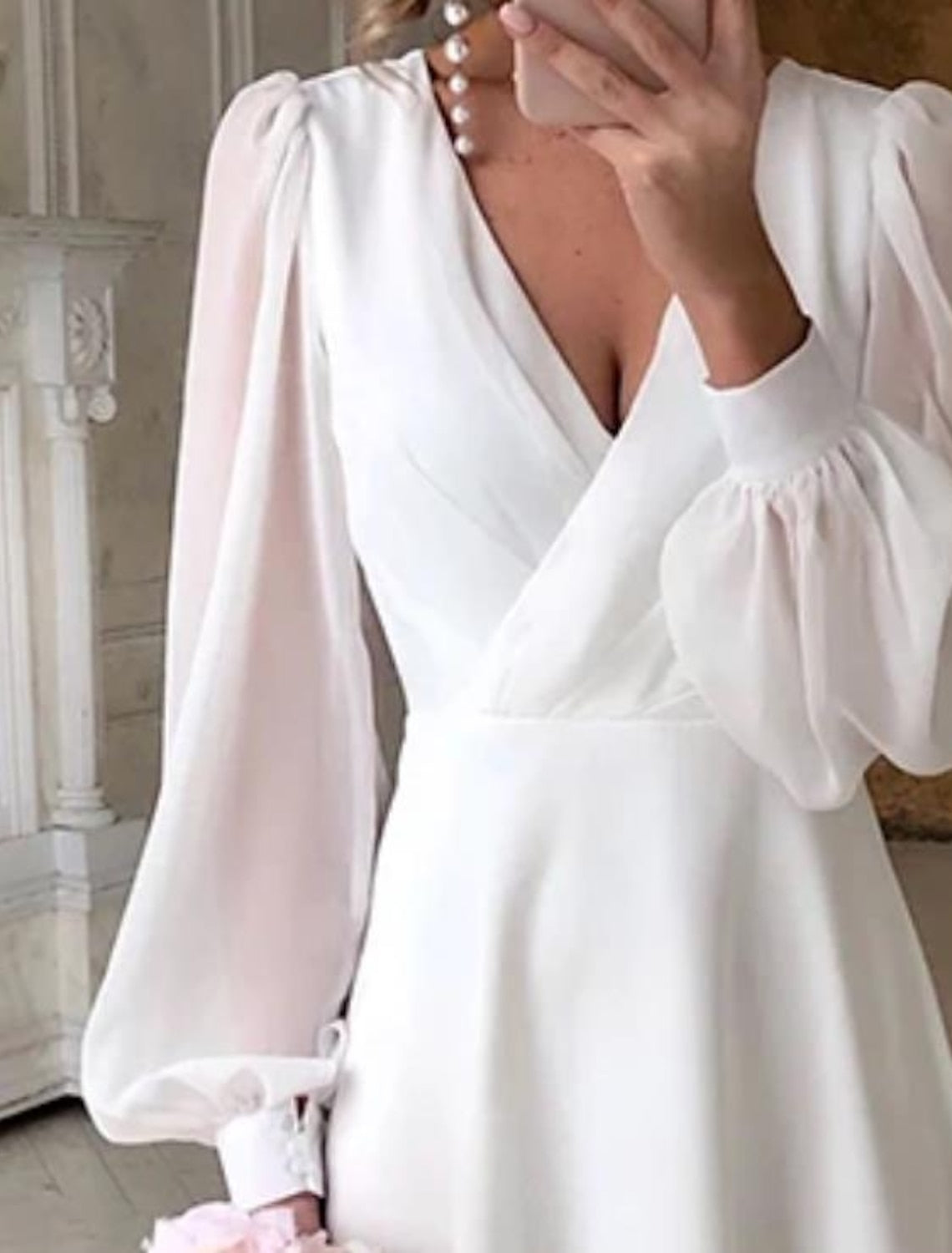 Sophie - Women's Klassisches Long Sleeve Flowing Bridal Dress