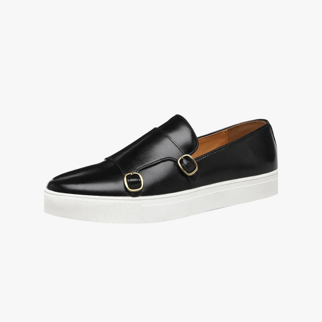 Euan - Men's Spring Double Monk Slip-On Loafers with Buckles