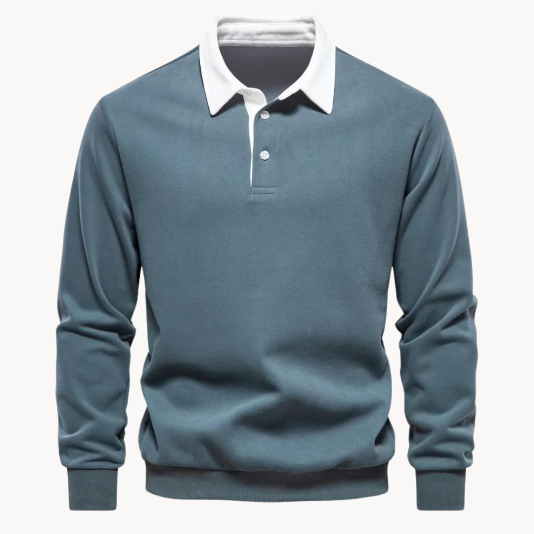 Daniel - Men's Casual Sweater-Sweatshirt with Polokragen