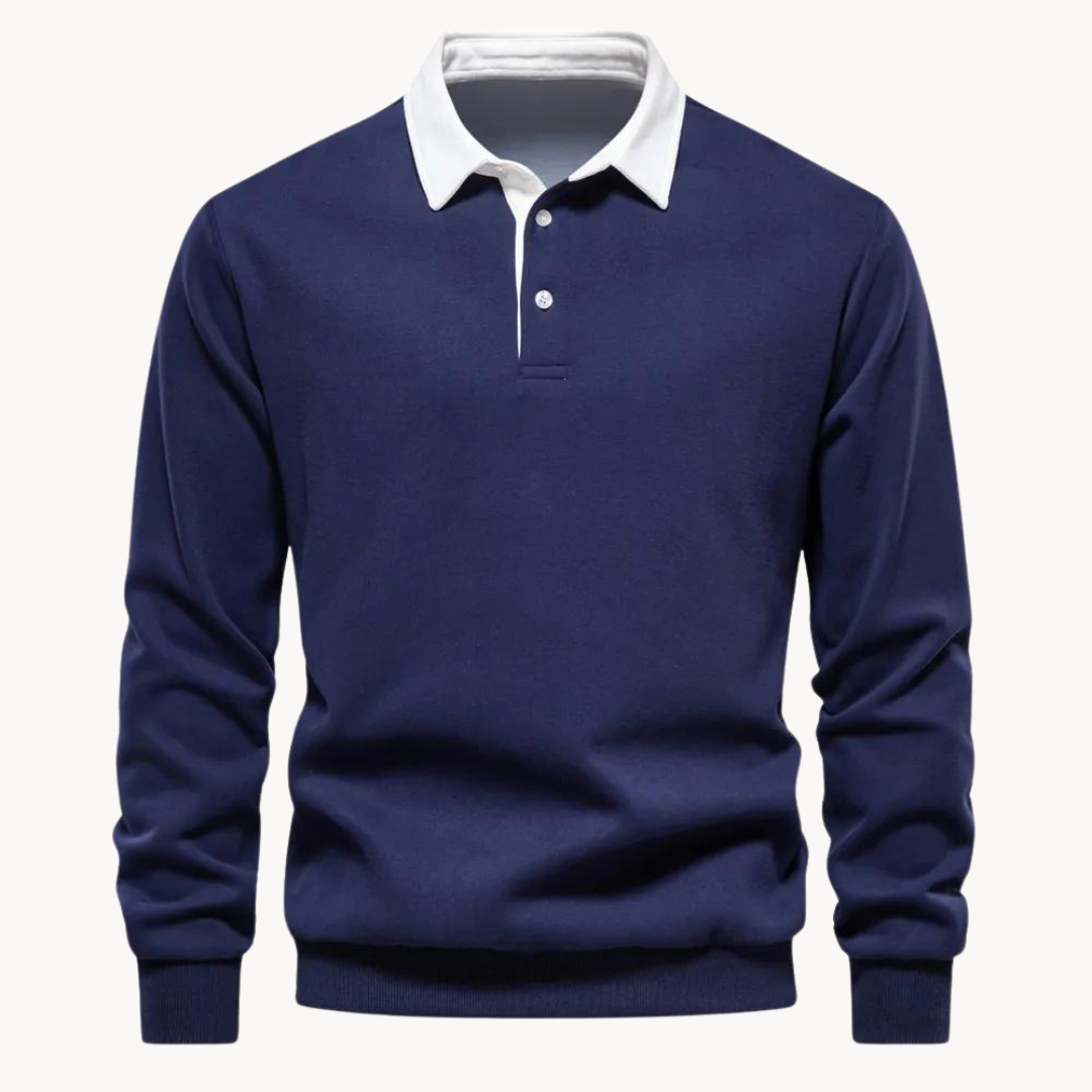 Daniel - Men's Casual Sweater-Sweatshirt with Polokragen