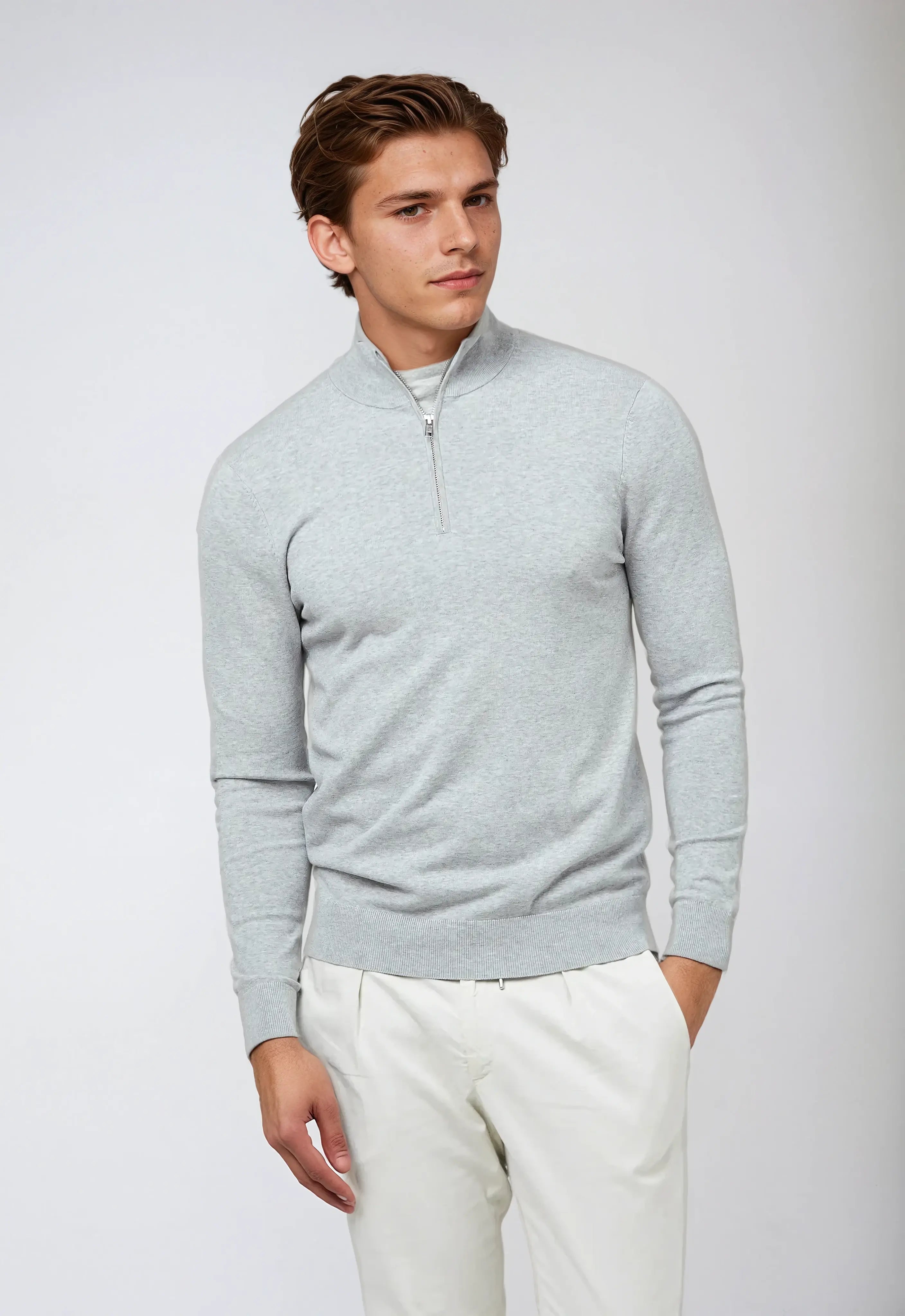 Logan - Men's Casual Sweater with Zip at Collar