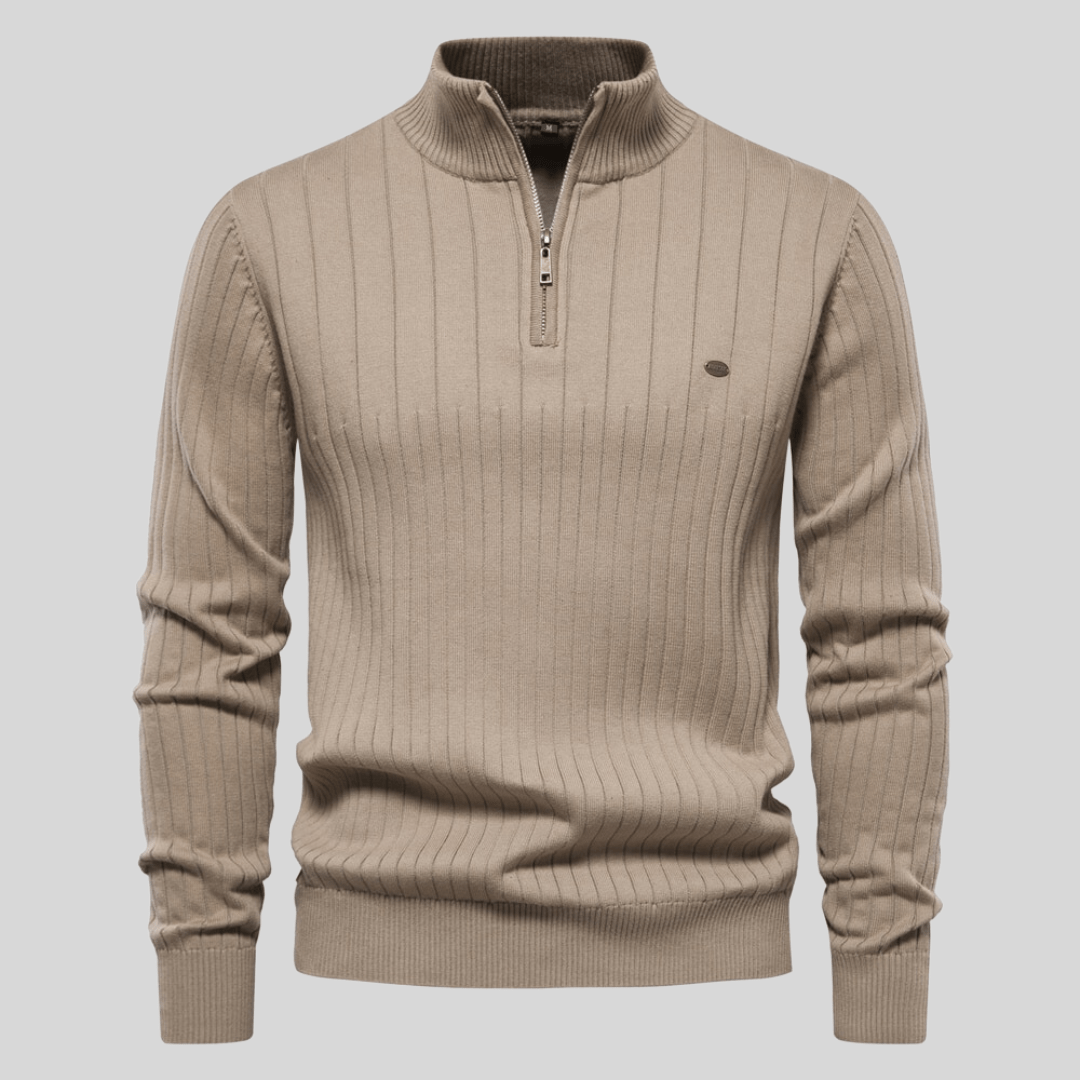 Millie - Men's Spring Half Zip Rib Knit Sweater