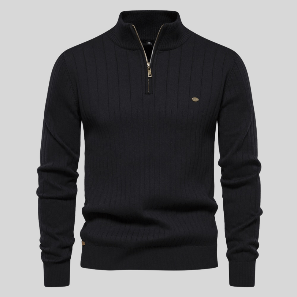Millie - Men's Spring Half Zip Rib Knit Sweater