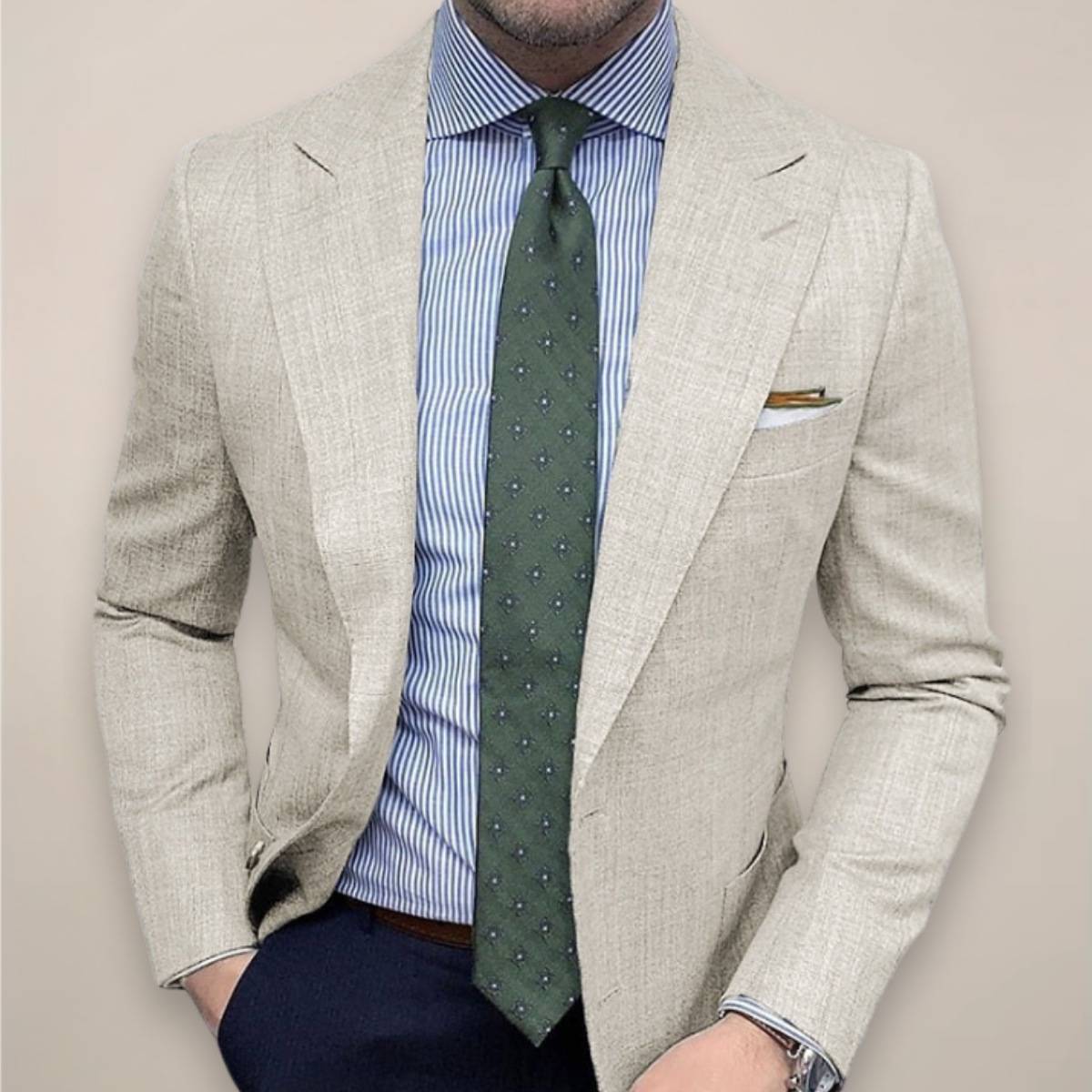 Sebastian - Men's Spring Structured Tailored Blazer with Texture