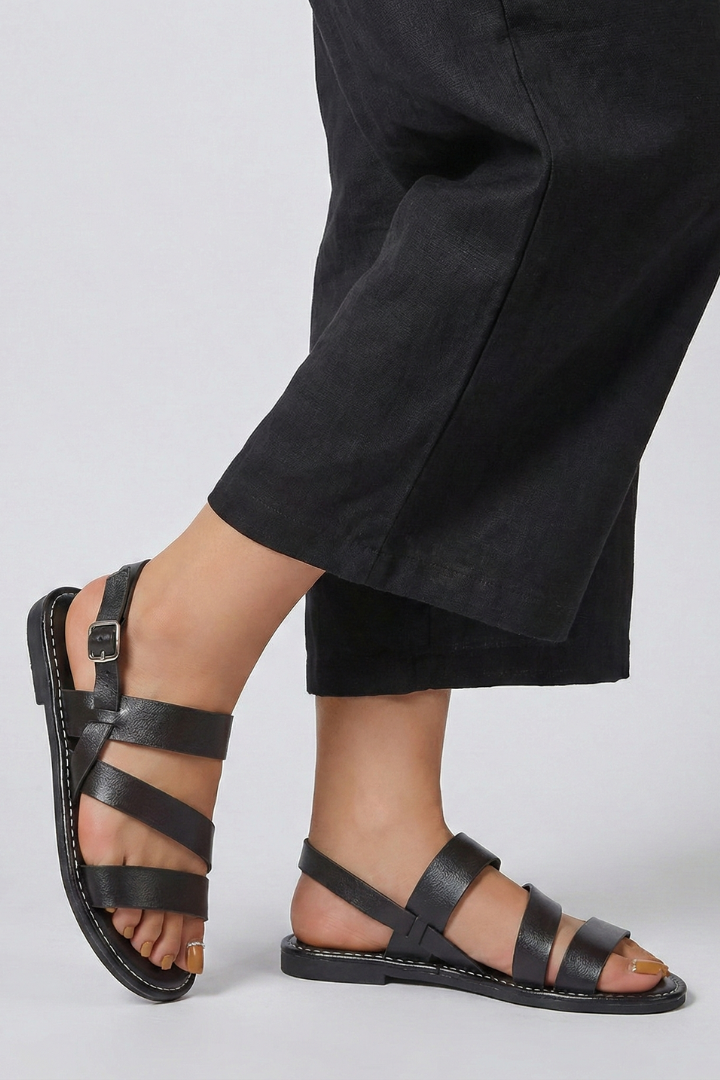 Rebecca - Women's flache Sandals with Fersenriemen