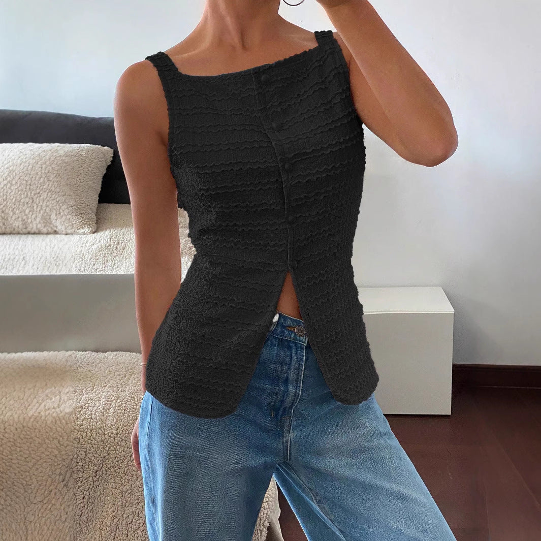 Reese - Women's Sleeveless Casual Top with Schlitzsaum