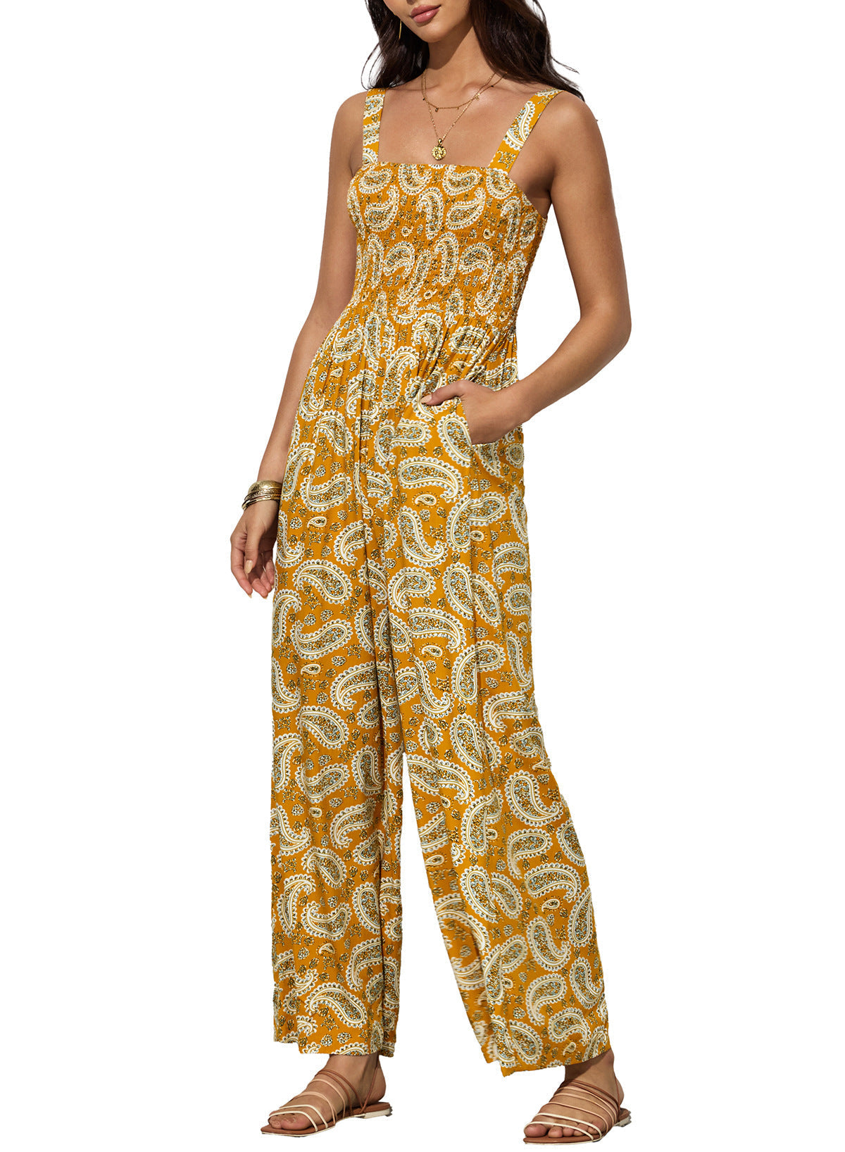 Joyce - Elegant Women's-Spring-Jumpsuit with Floral Print and weitem Bein
