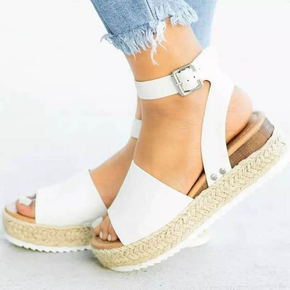 Rebecca - Women's Plateau Ankle Strap Wedge Heel Sandals