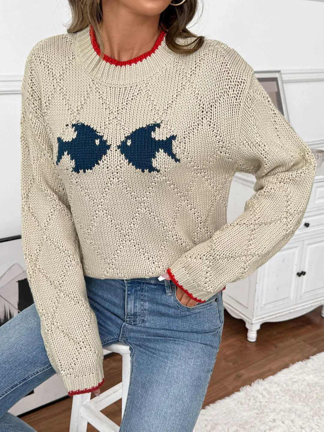 Abigail - Women's Christmas Sweater with Fischmuster