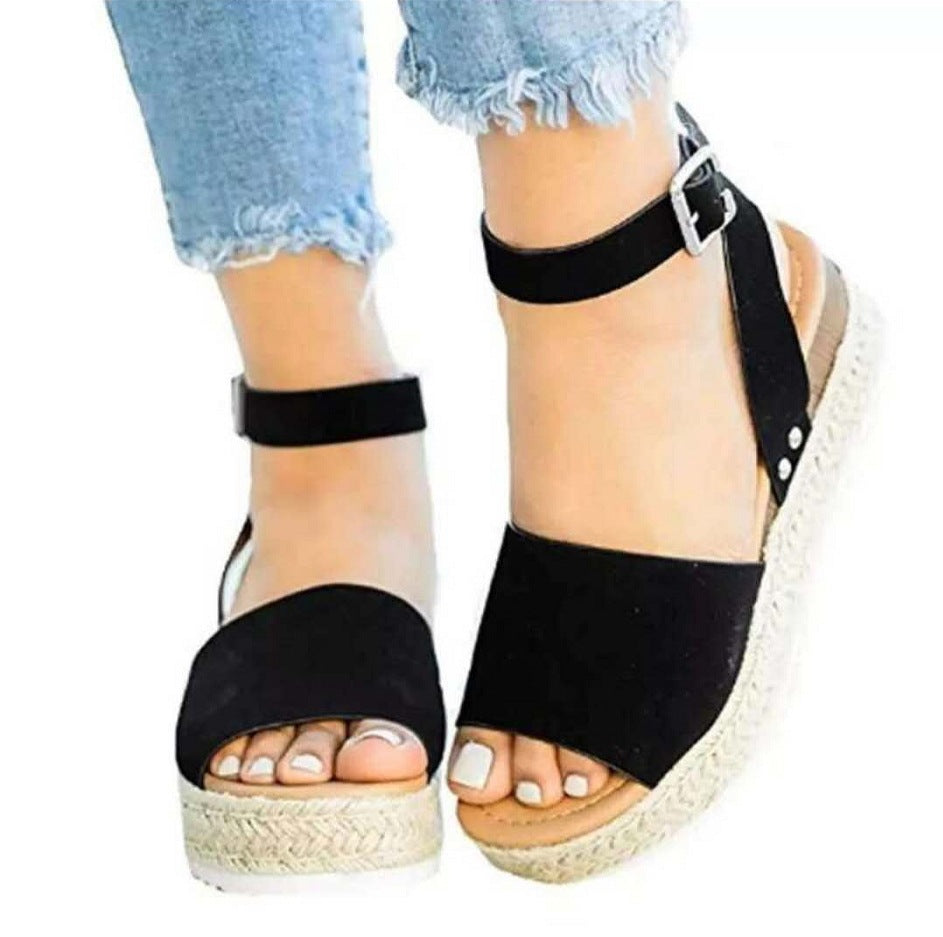 Rebecca - Women's Plateau Ankle Strap Wedge Heel Sandals