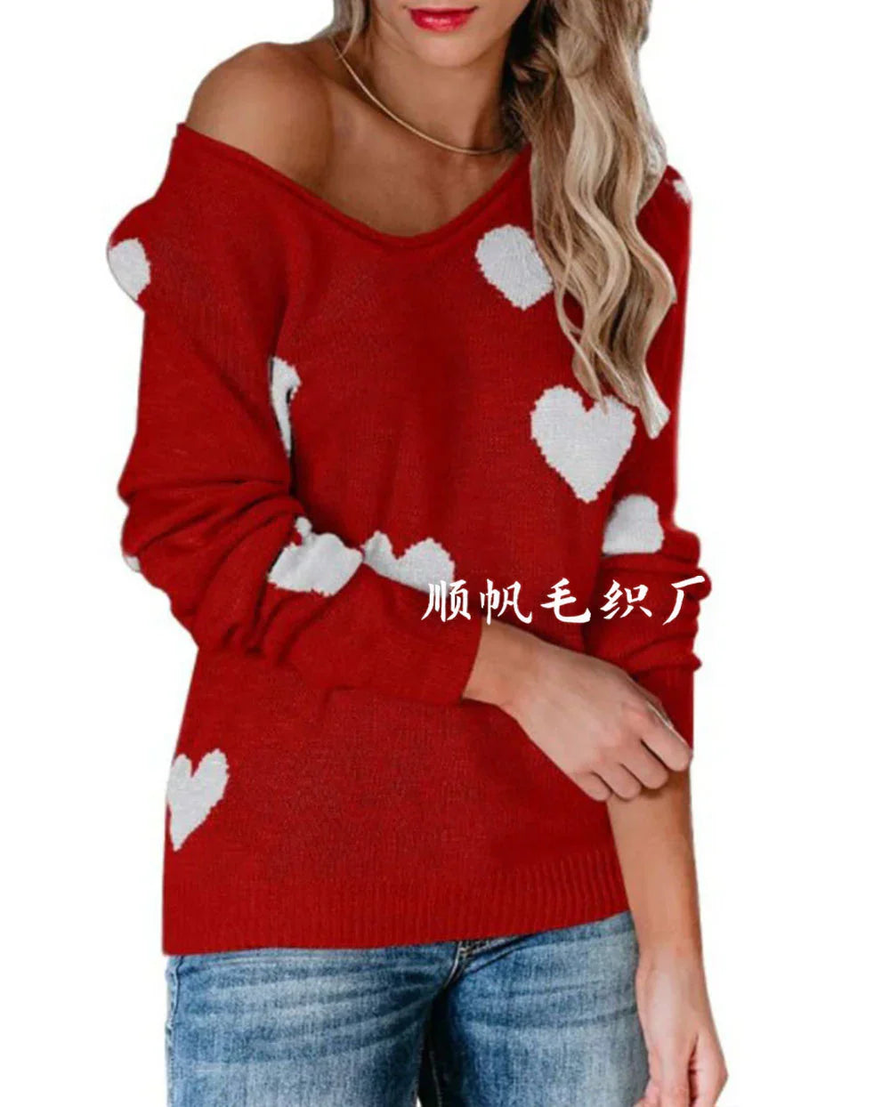 Alice - Women's-Christmas Sweater with Herzmuster