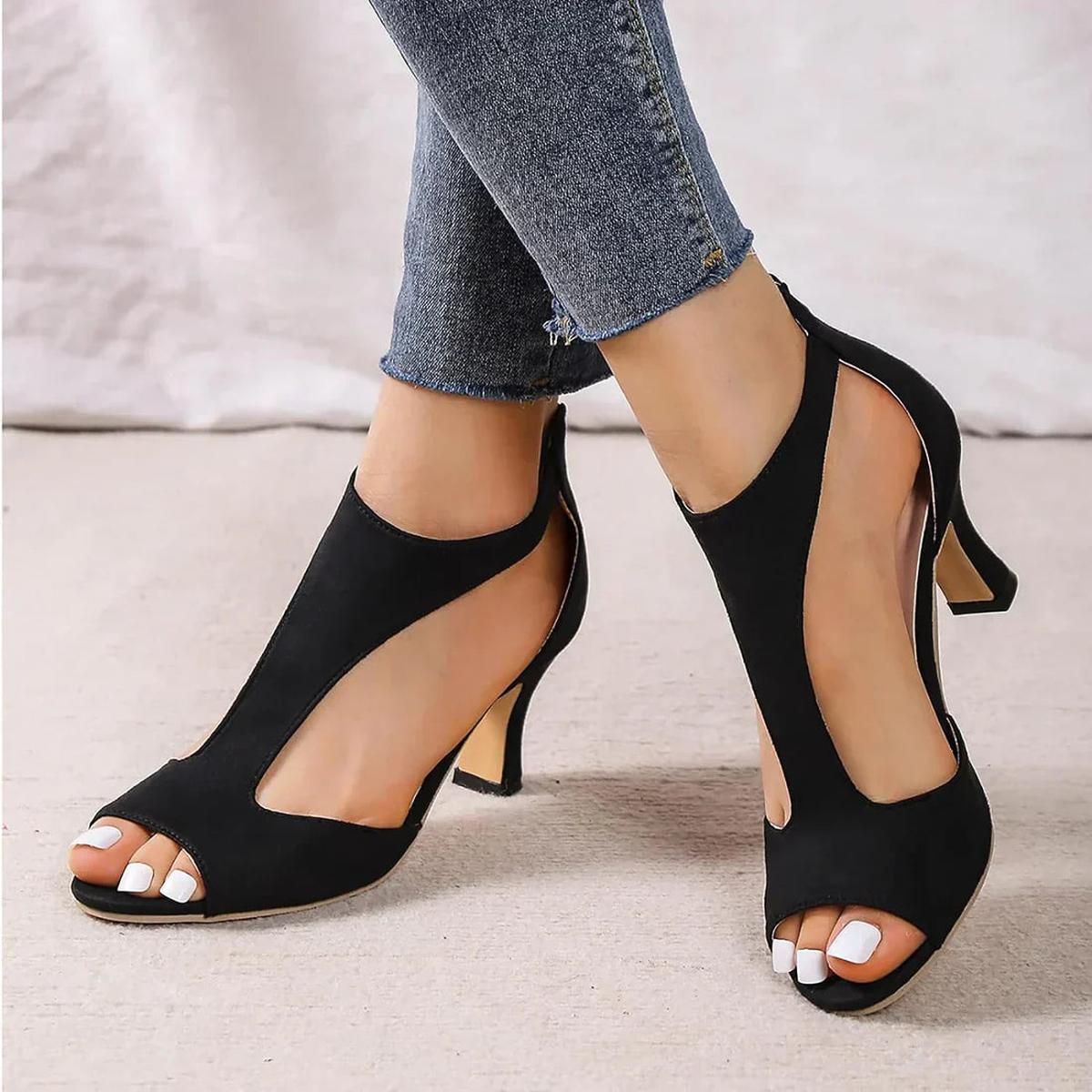 Lottie - Women's Modische Sandals with offenem Zehenbereich and Heel