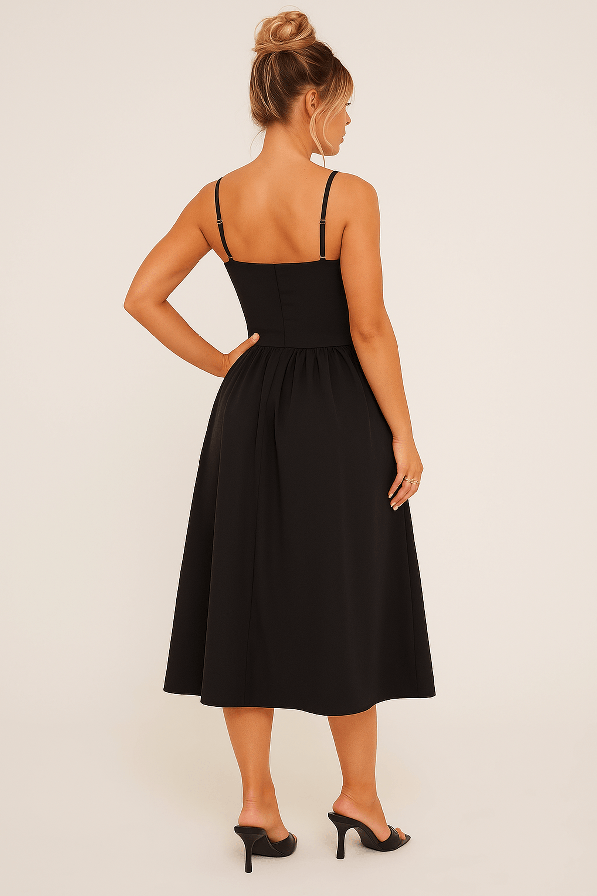Joanna - Women's Sleeveless Midi Dress with ausgestelltem Cut