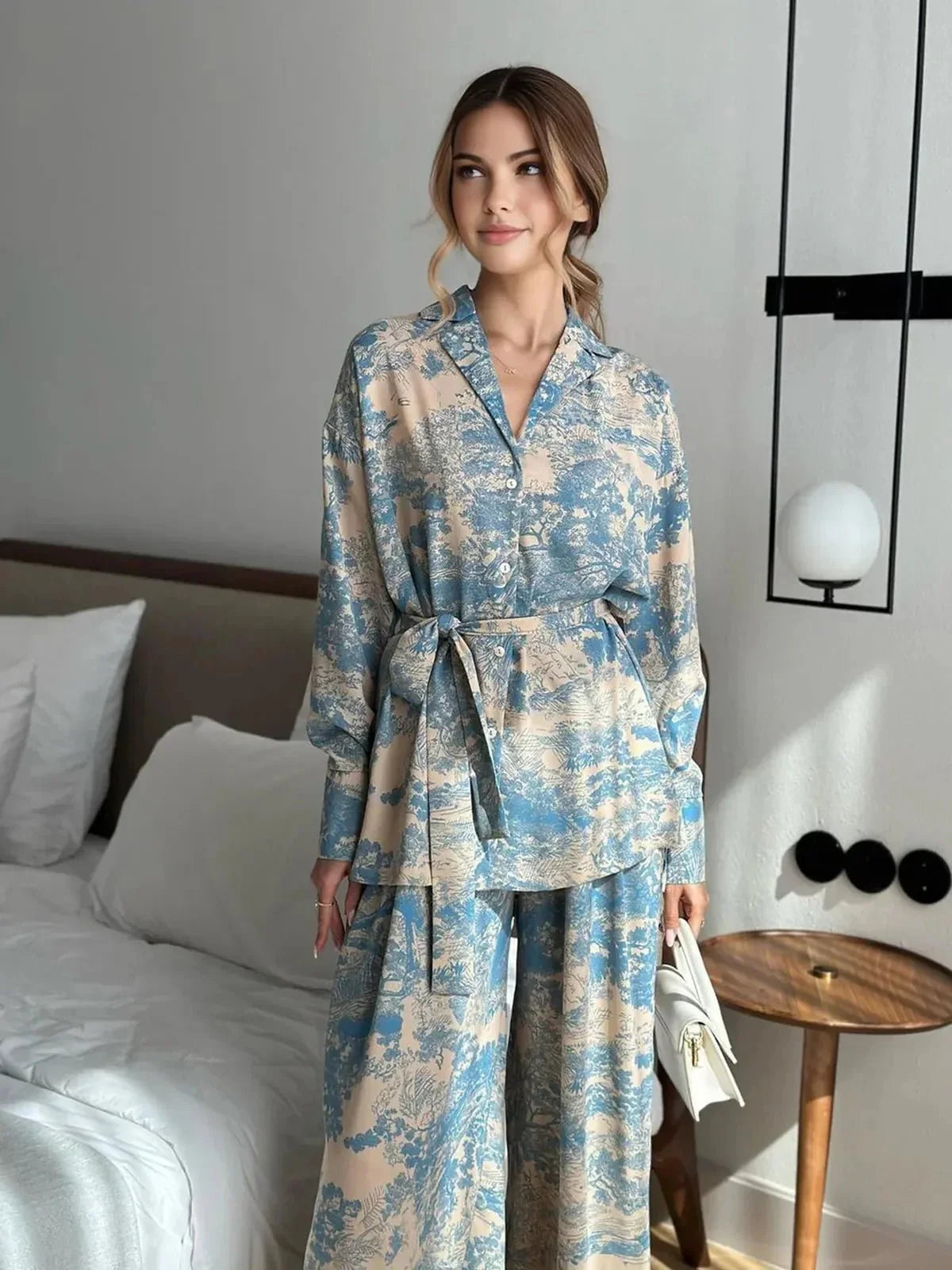 Evie - Women's Casual Zweiteiler-Set with Print
