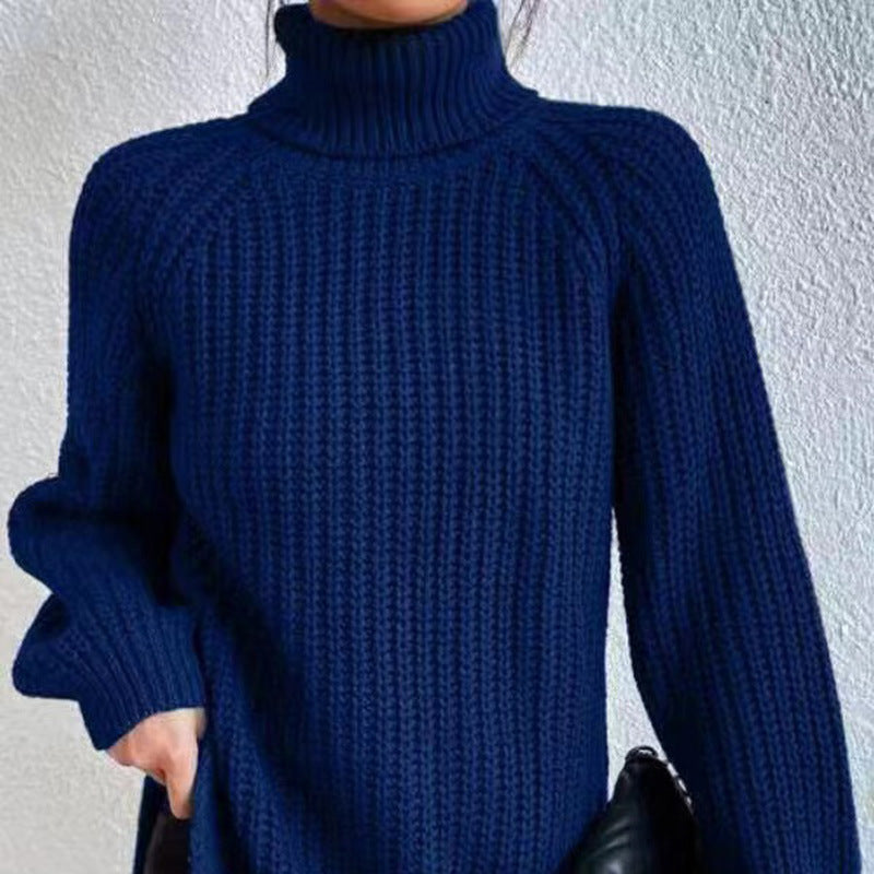 Angela - Women's Spring Turtleneck Sweater with Rib Structure