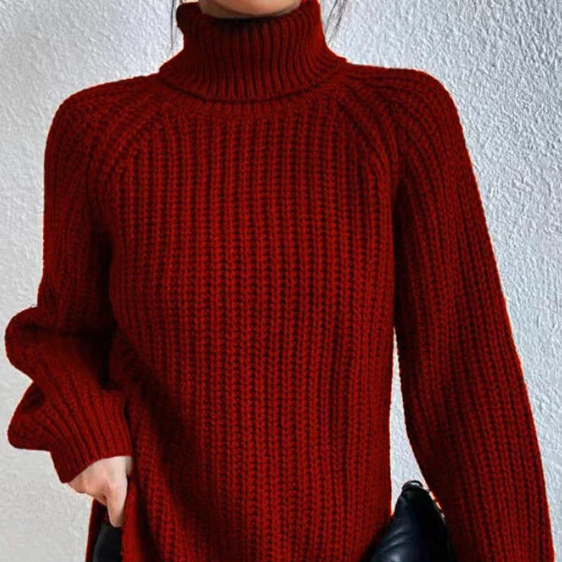 Angela - Women's Spring Turtleneck Sweater with Rib Structure