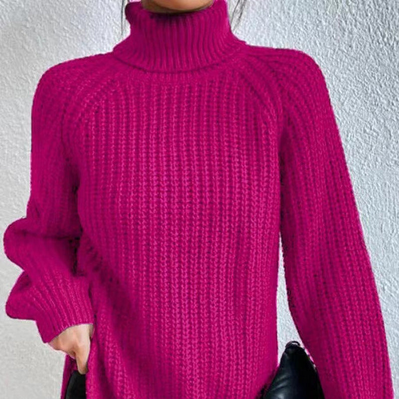 Angela - Women's Spring Turtleneck Sweater with Rib Structure