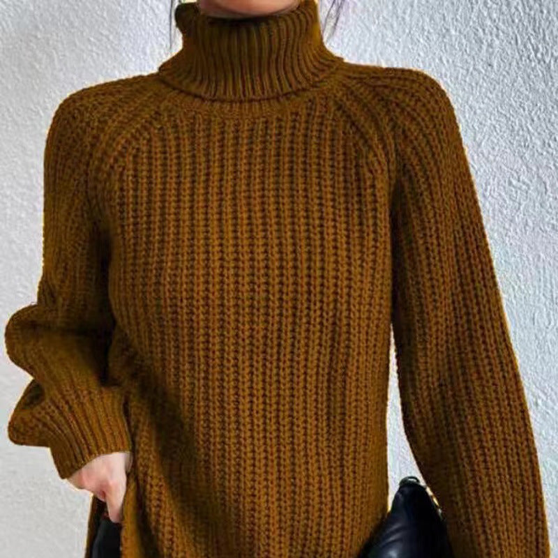 Angela - Women's Spring Turtleneck Sweater with Rib Structure