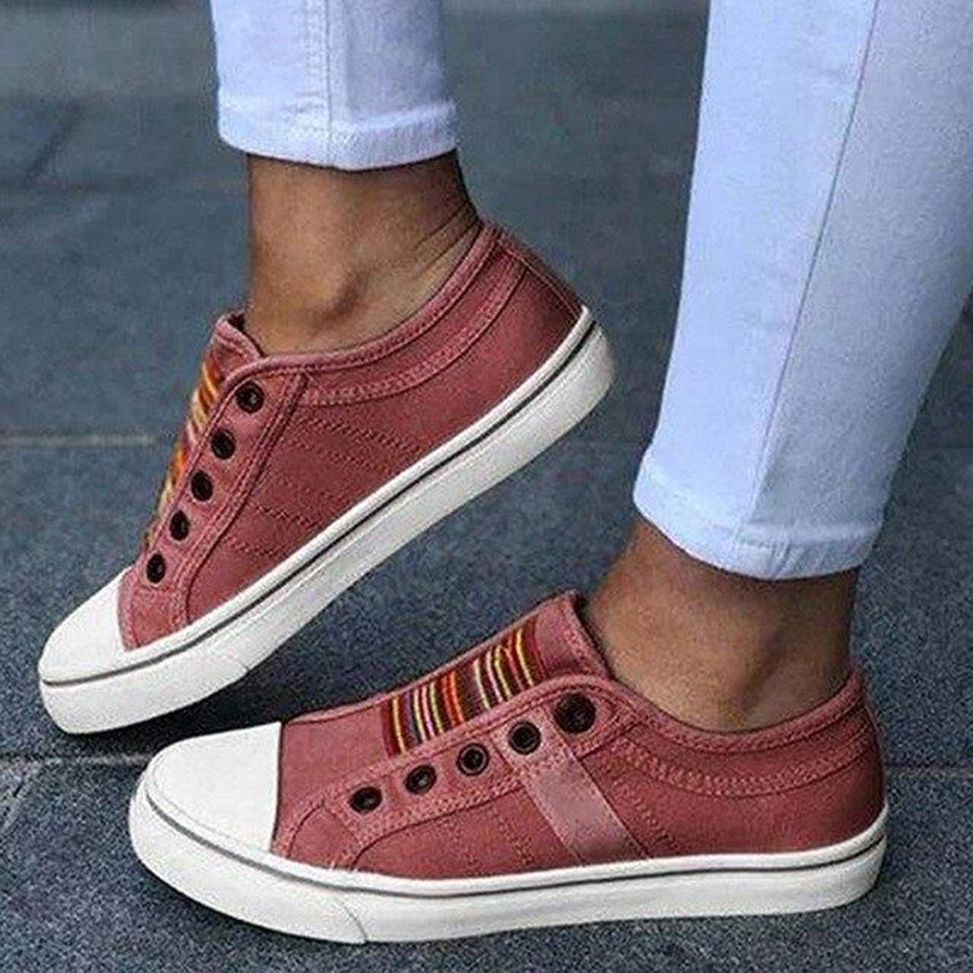 Diane - Women's Trendige Gestreifte Canvas-Sneaker
