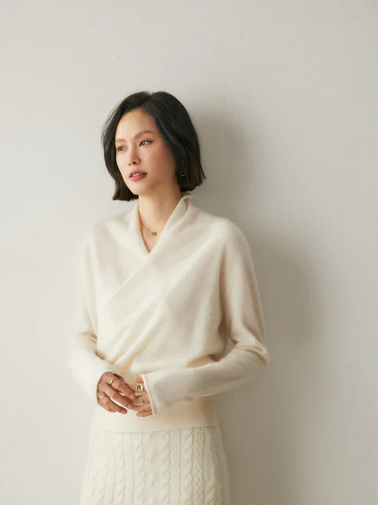 Sandra - Women's Elegant Wrap Sweater with Crossover Design