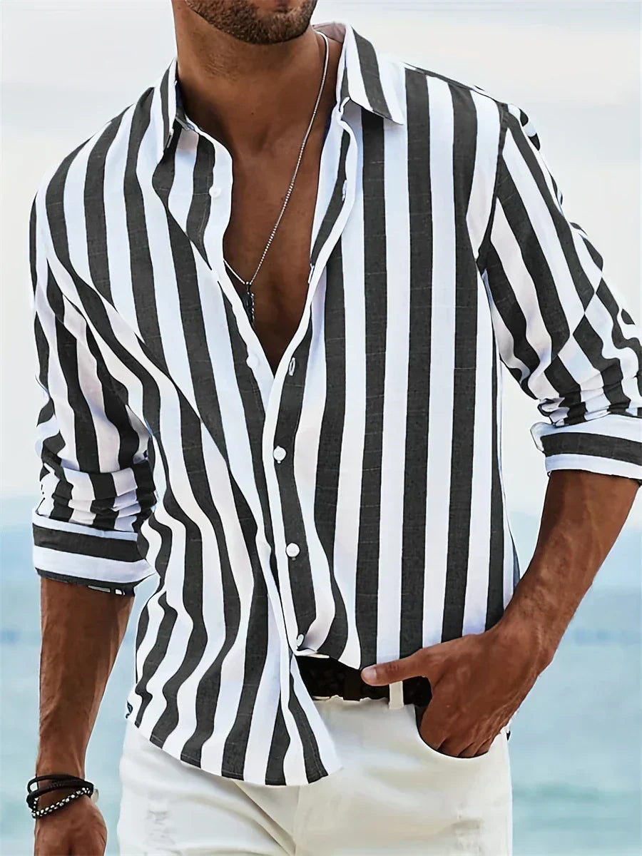 James - Striped Men's Button-Down Casual Shirt