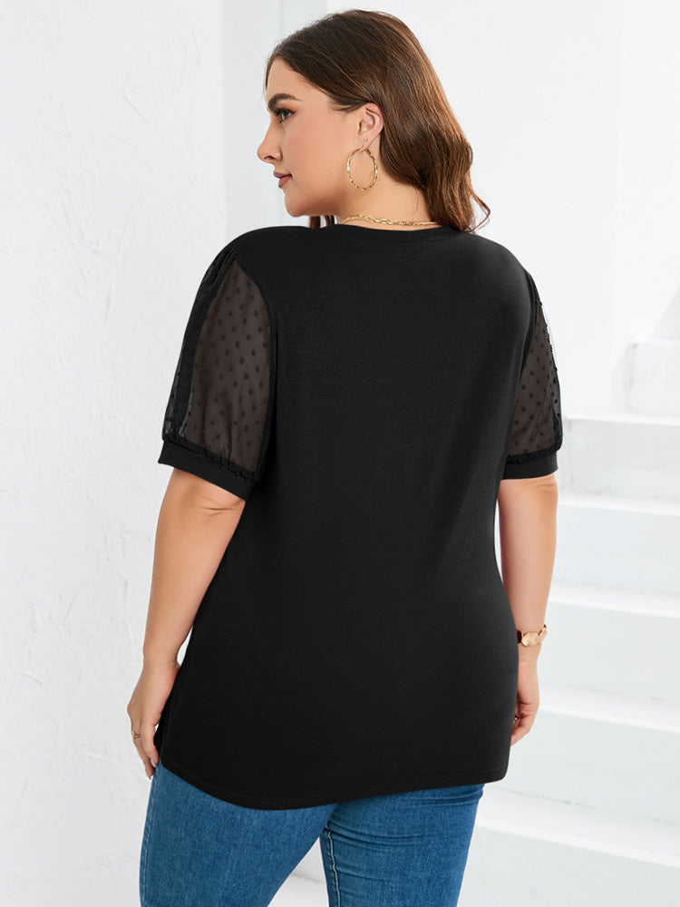 Zoe - Women's V-Neck Top with Puff Sleeves
