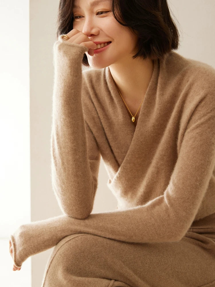 Sandra - Women's Elegant Wrap Sweater with Crossover Design