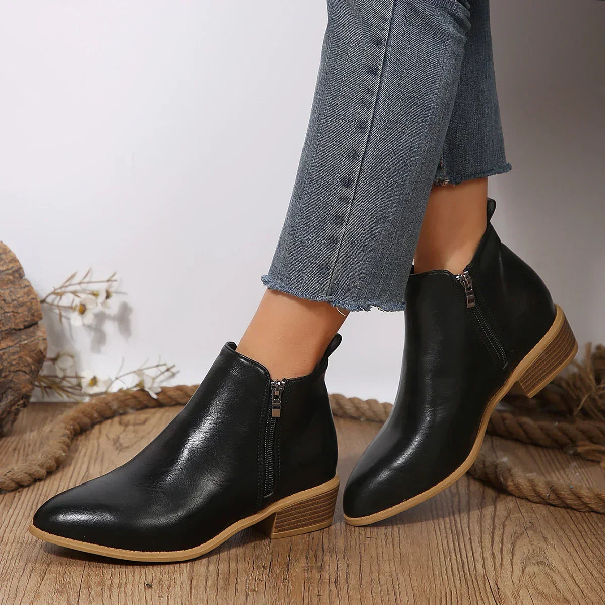 Carolyn - Women's Spring Casual Ankle Boots with Side Zip