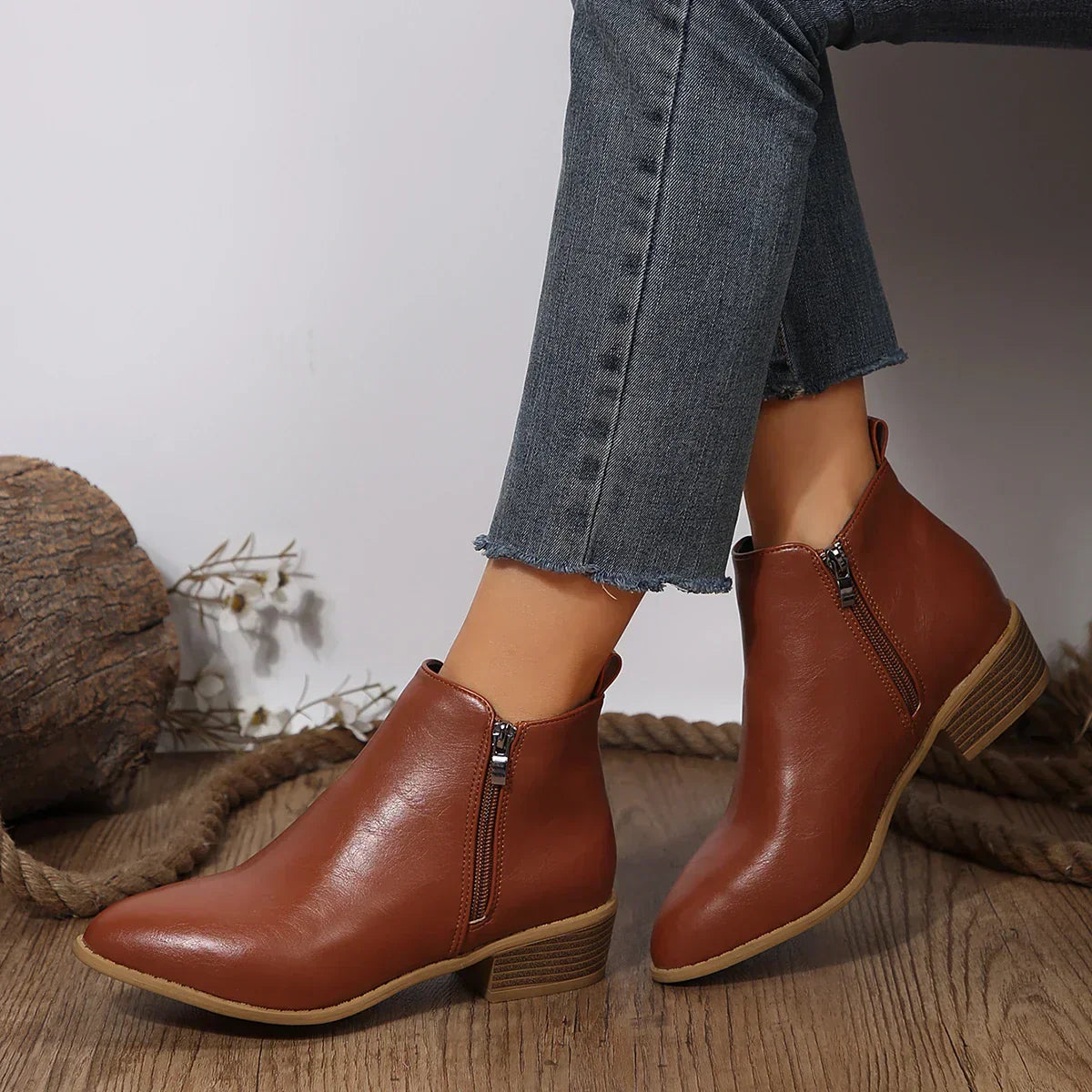 Carolyn - Women's Spring Casual Ankle Boots with Side Zip