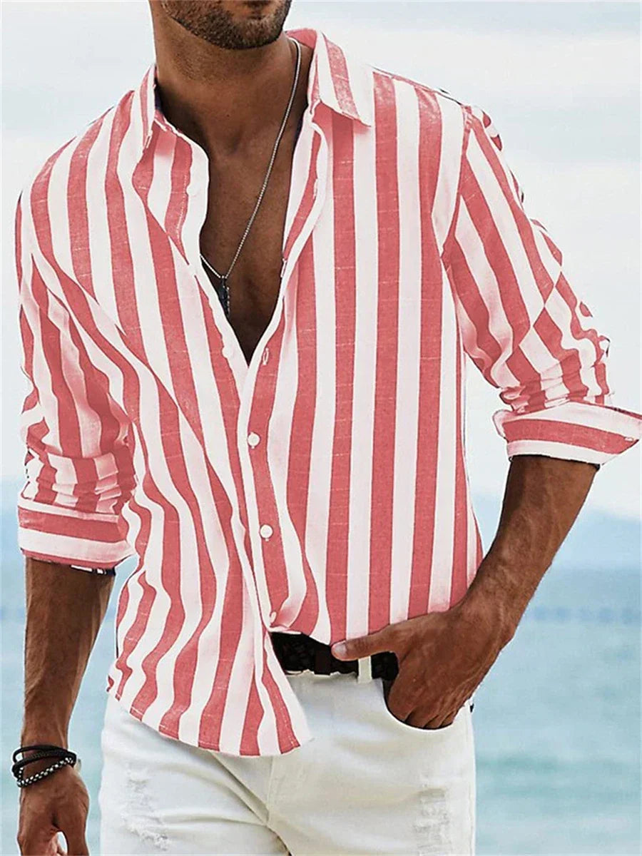 James - Striped Men's Button-Down Casual Shirt