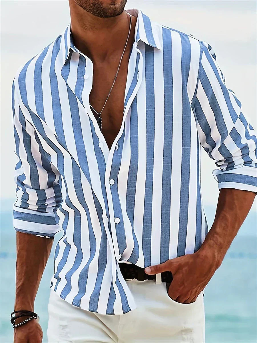 Malcolm - Men's Summer Striped Relaxed Shirt